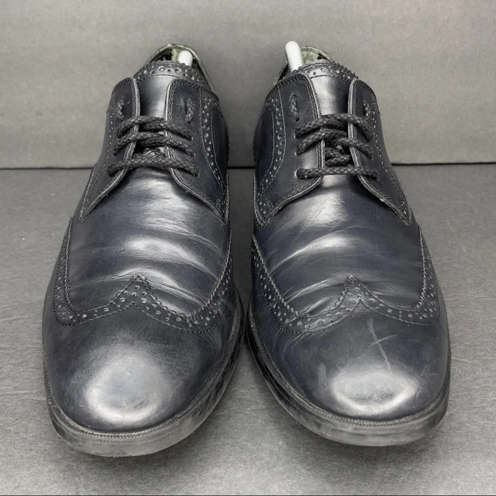 Cole‎ Haan Dress Shoes Men's 10.5M Black Copley Wing-tip Derbys Oxford Leather.